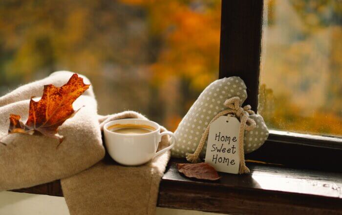 Sweet Home. Hot coffee and autumn decor. Autumn home decor.